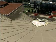 Sequence showing how the virtual model of the Dionysos theatre is projected over the present site. 