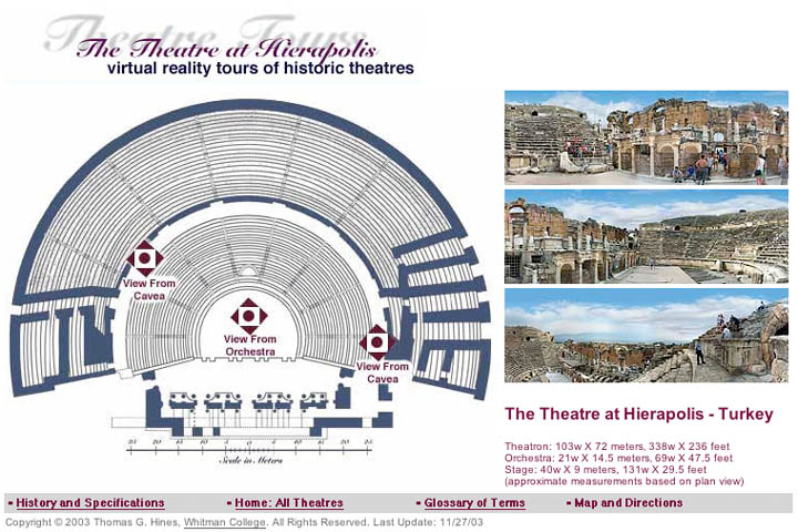 Diagram of Theatre at Heirapolis and current photos
